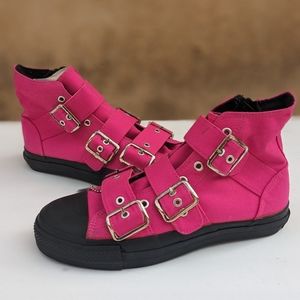Vintage Demonia Pink Black Canvas Hi Top Deviant-109 Y2K 90s Goth Emo